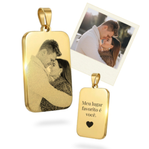 Colar Personalizado Retangular Grande Dourado