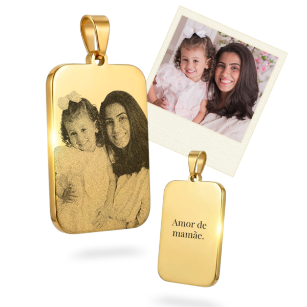 Colar Personalizado Retangular Pequeno Dourado