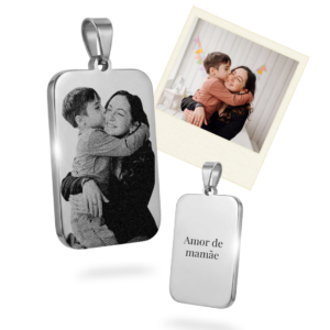 Colar Personalizado Retangular Médio Prateado