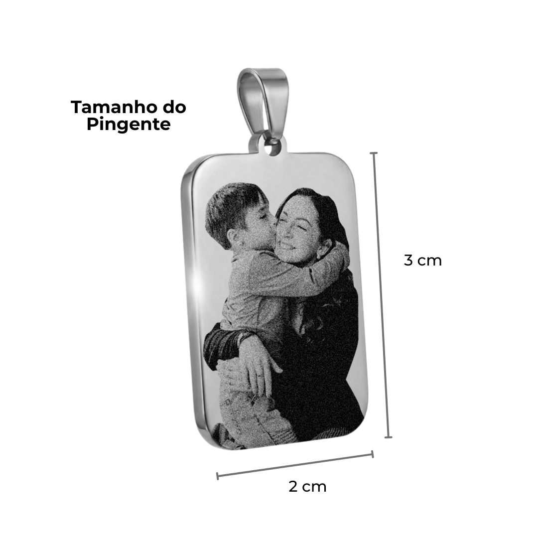 Colar Personalizado Retangular Médio Prateado - Imagem 3