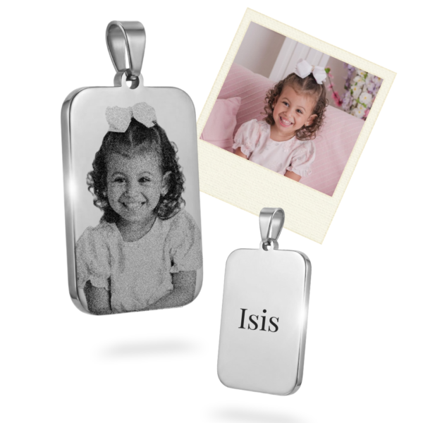 Colar Personalizado Retangular Pequeno Prateado