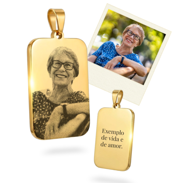 Colar Personalizado Retangular Médio Dourado