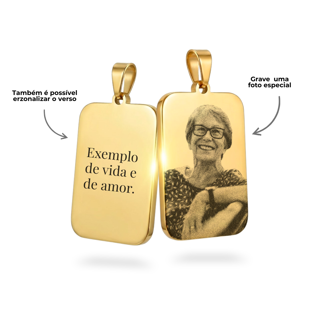 Colar Personalizado Retangular Médio Dourado - Imagem 2