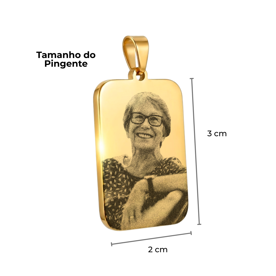 Colar Personalizado Retangular Médio Dourado - Imagem 3