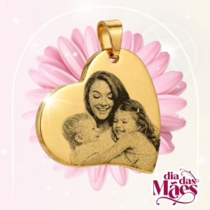 Colar Personalizado Coração Grande Dourado