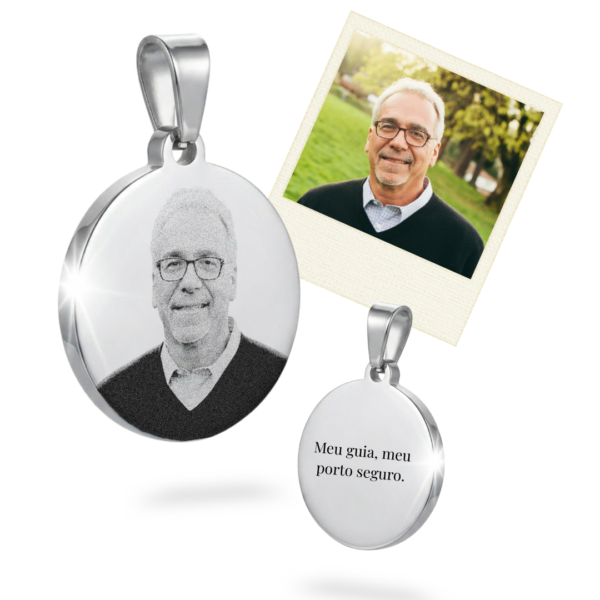 Colar Personalizado Redondo Grande Prateado