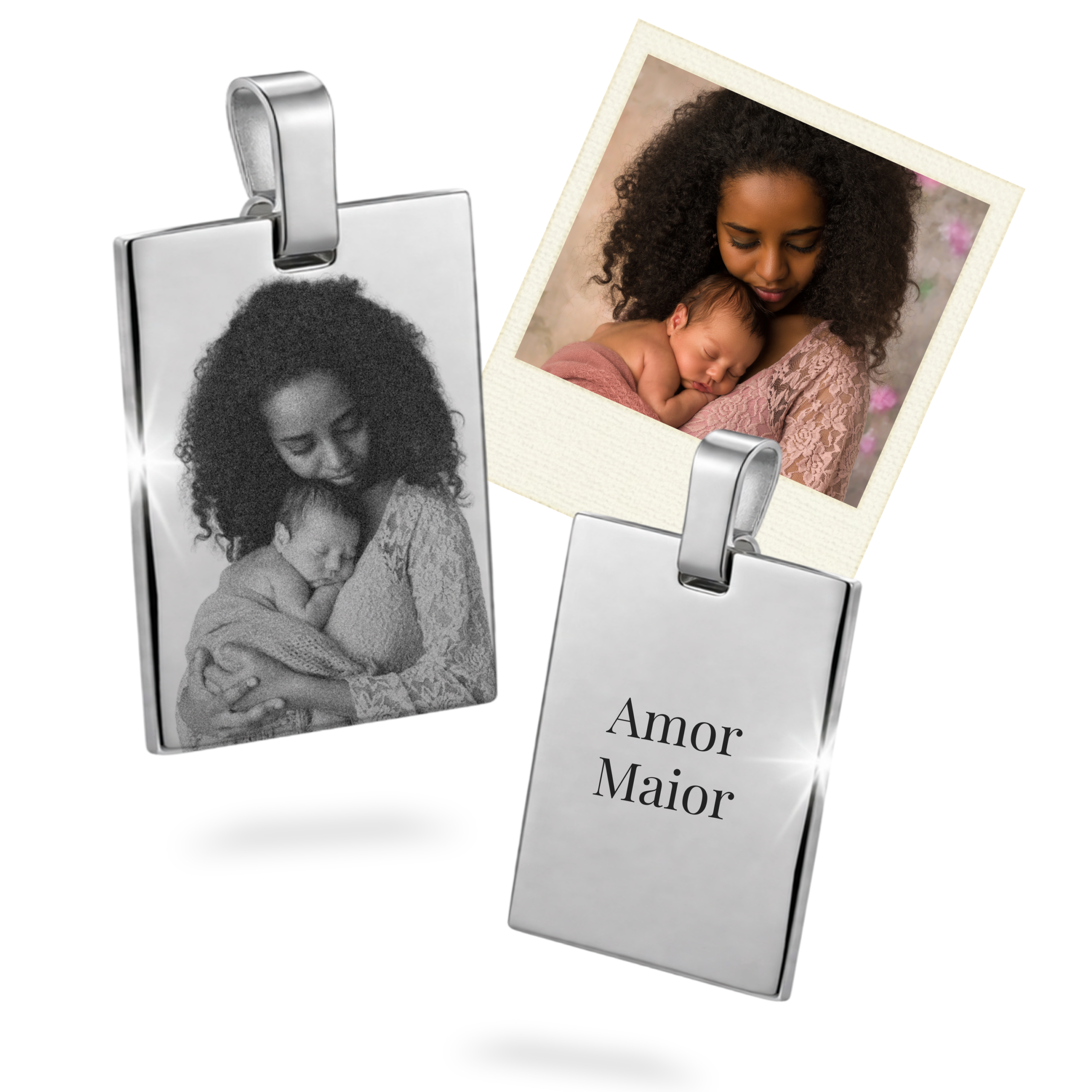 Colar Personalizado Quadrado Prateado Pequeno - Imagem 2