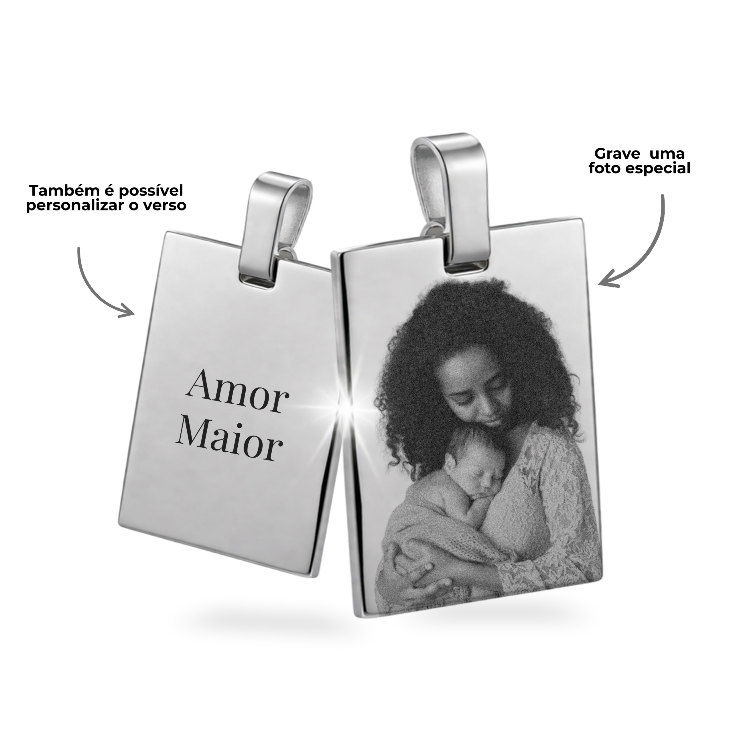 Colar Personalizado Quadrado Prateado Pequeno - Imagem 3