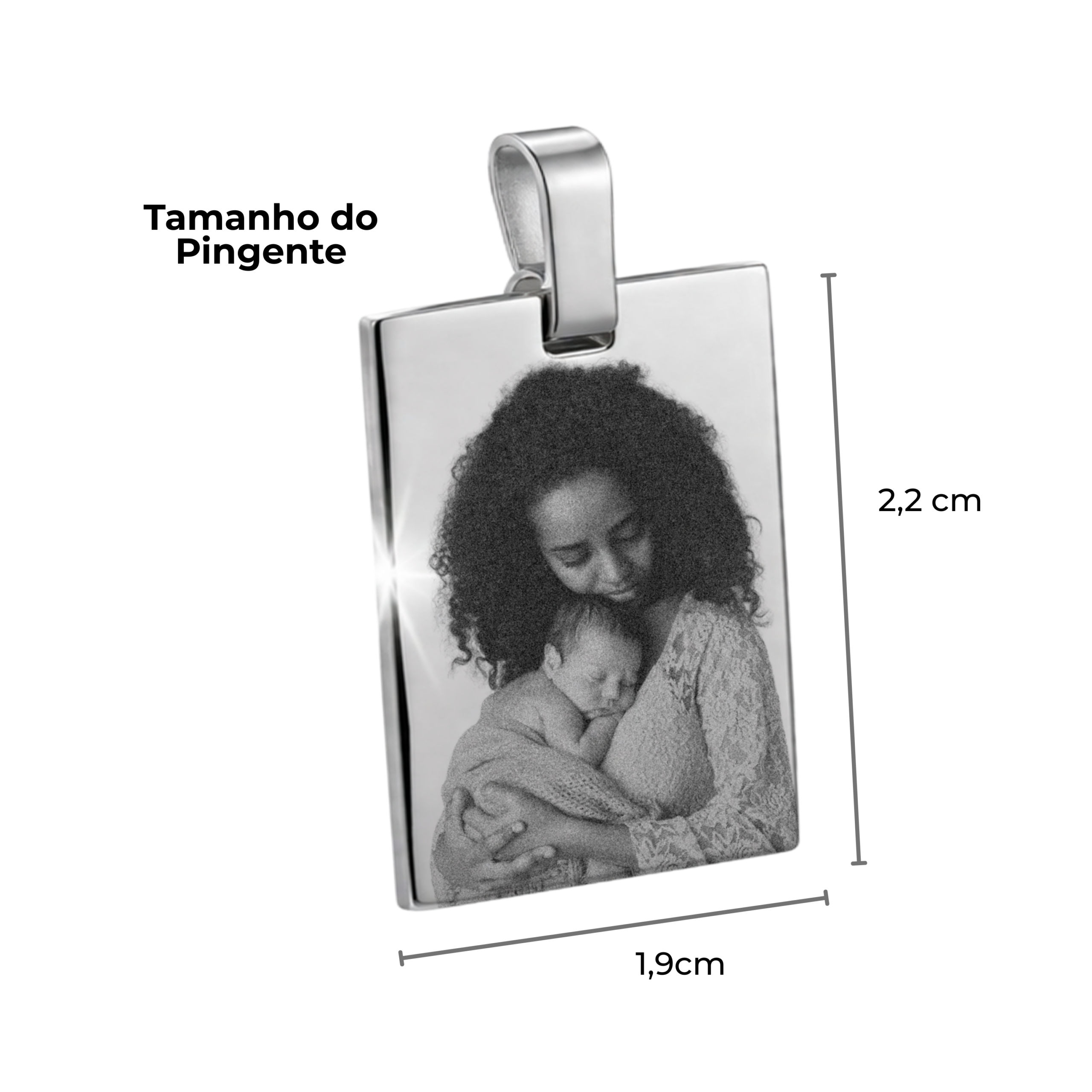 Colar Personalizado Quadrado Prateado Pequeno - Imagem 4