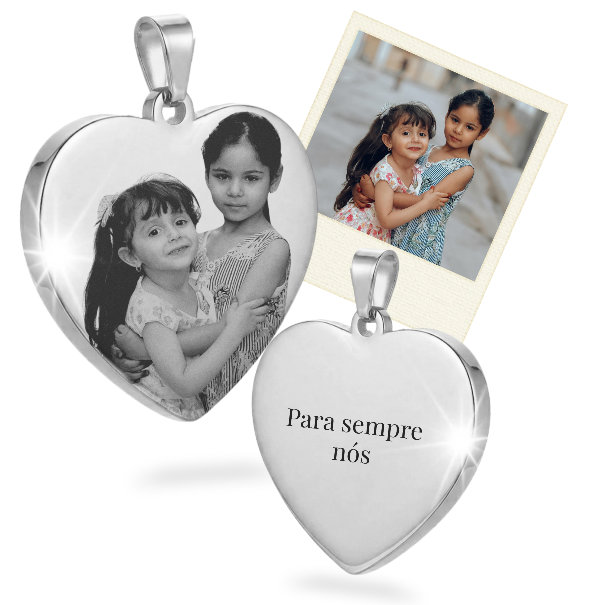 Colar Prateado Coração Prateado Grande