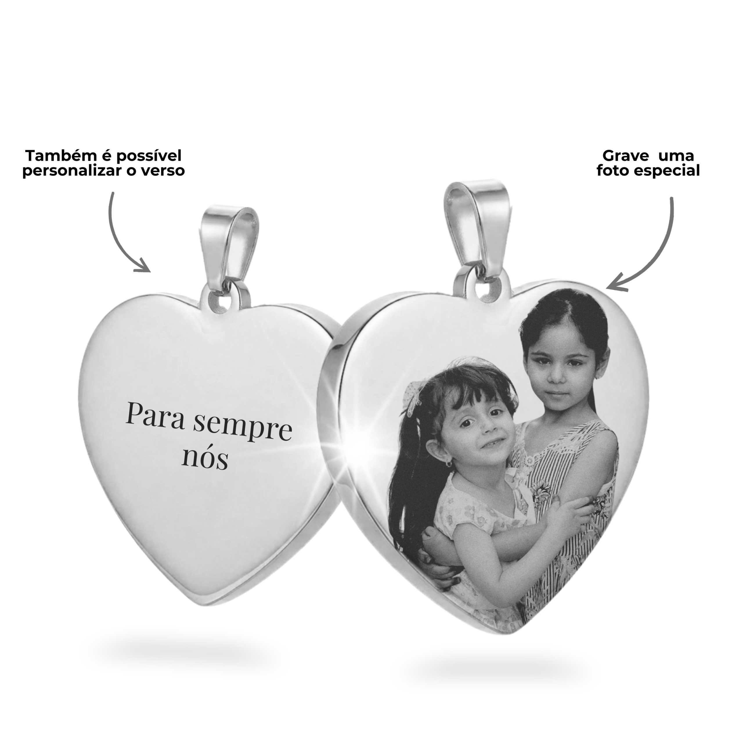 Colar Prateado Coração Prateado Grande - Imagem 2