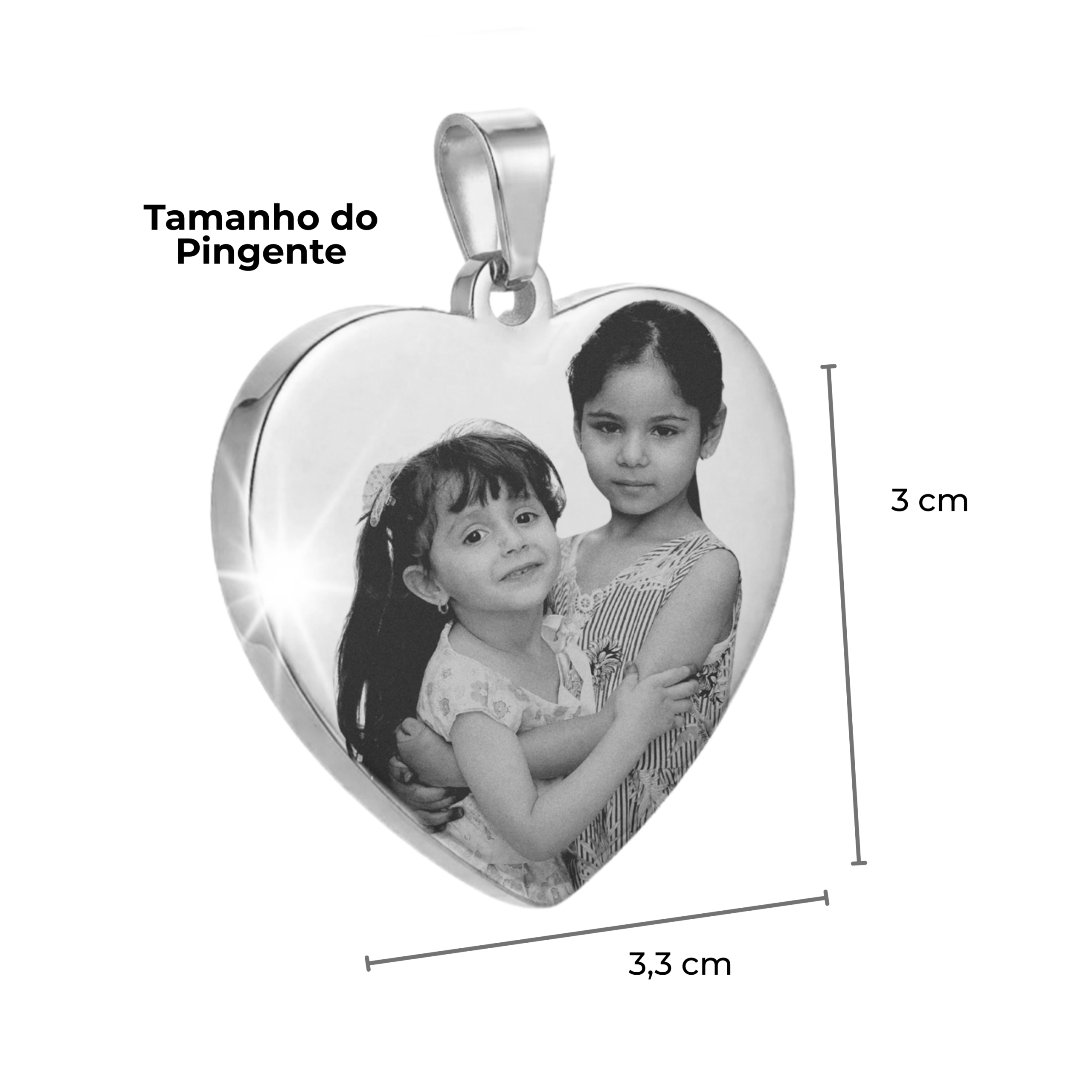 Colar Prateado Coração Prateado Grande - Imagem 3