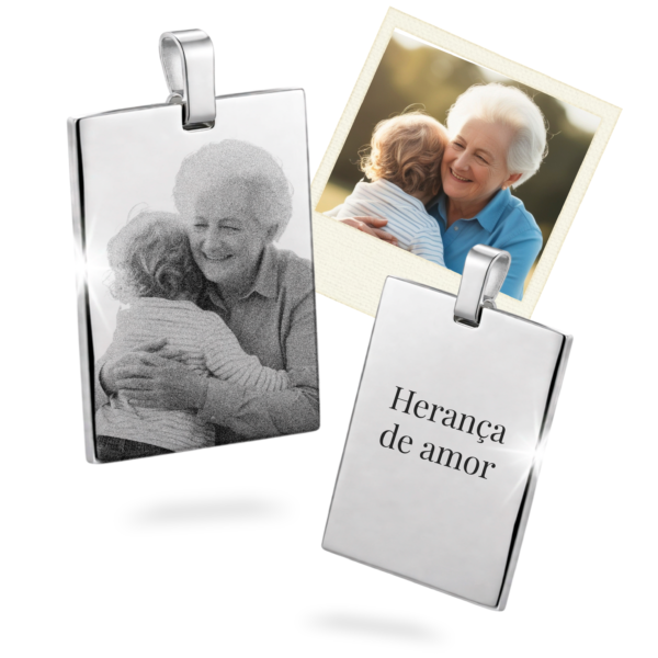 Colar Personalizado Quadrado Prateado Médio