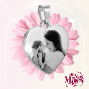 Colar Personalizado Coração Prateado Médio