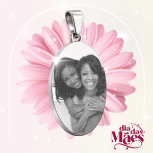 Colar Personalizado Oval Prateado Pequeno